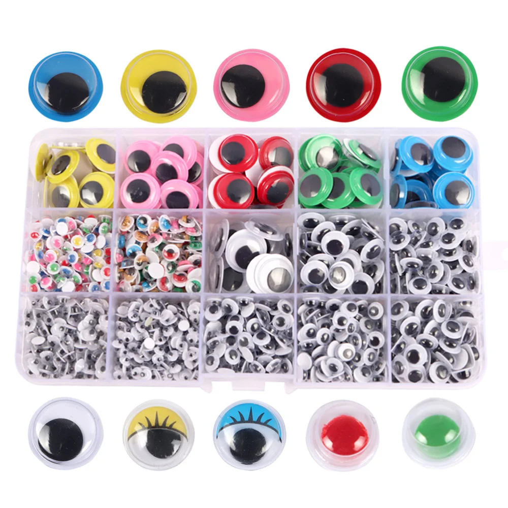 

1 Box 1500pcs DIY Plush Doll Eyes Safety Eyes Activities Moving Eyeball 4/5/6/8/15mm DIY Accessories (Colorful)