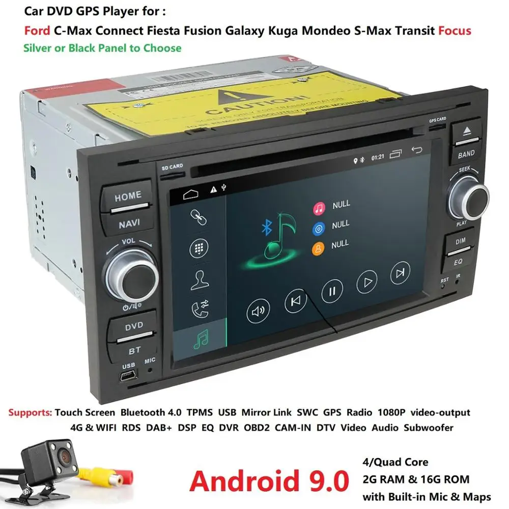 Чистый Android 9,0 Черный Серебряный автомобильный DVD gps Navi плеер стерео радио аудио 4G для Ford Focus 2 Mondeo S C Max Fiesta Galaxy камера