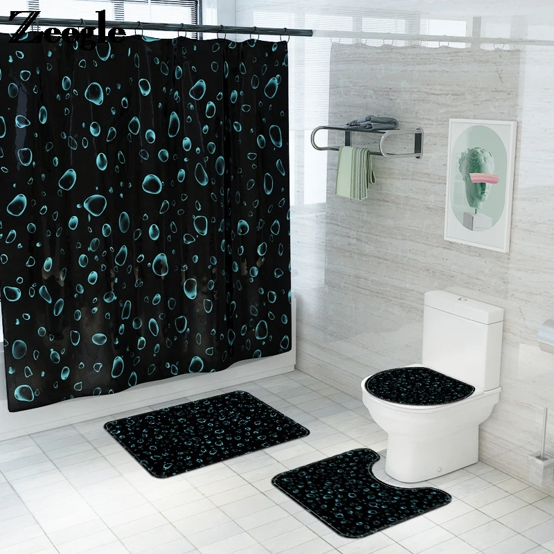 

Zeegle нескользящий коврик для ванной и водонепроницаемый душевой набор с 3D рисунком капель воды коврик для ванной комнаты Впитывающий Коврик...