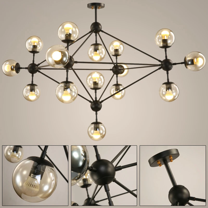 

1 Loft Minimalist Chandeliers The Beanstalk LED Retro Lamps Art Decoration Lights E27 Industrial Glass for Restaurant LED Bulbs