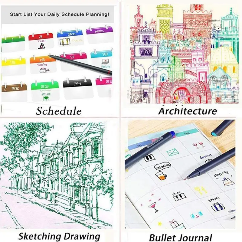 Цветные маркеры с мелкими наконечниками точками авторучки для записей рисования