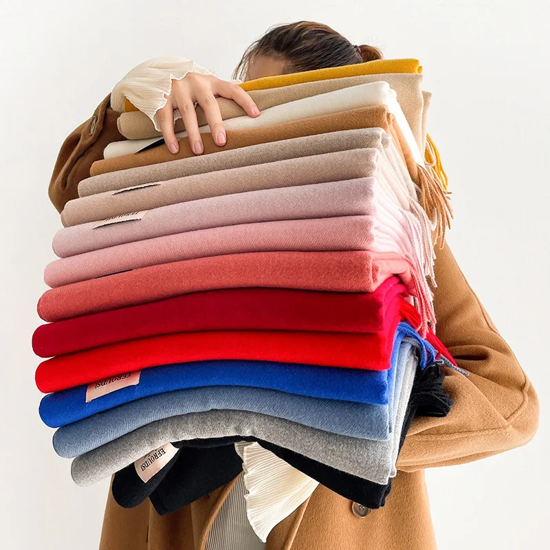 

2022 Winter Scarf Women Cashmere Pashmina Lady Print Female Warm Shawls and Wraps Thick Scarves Blanket Luxury Foulard Bandana