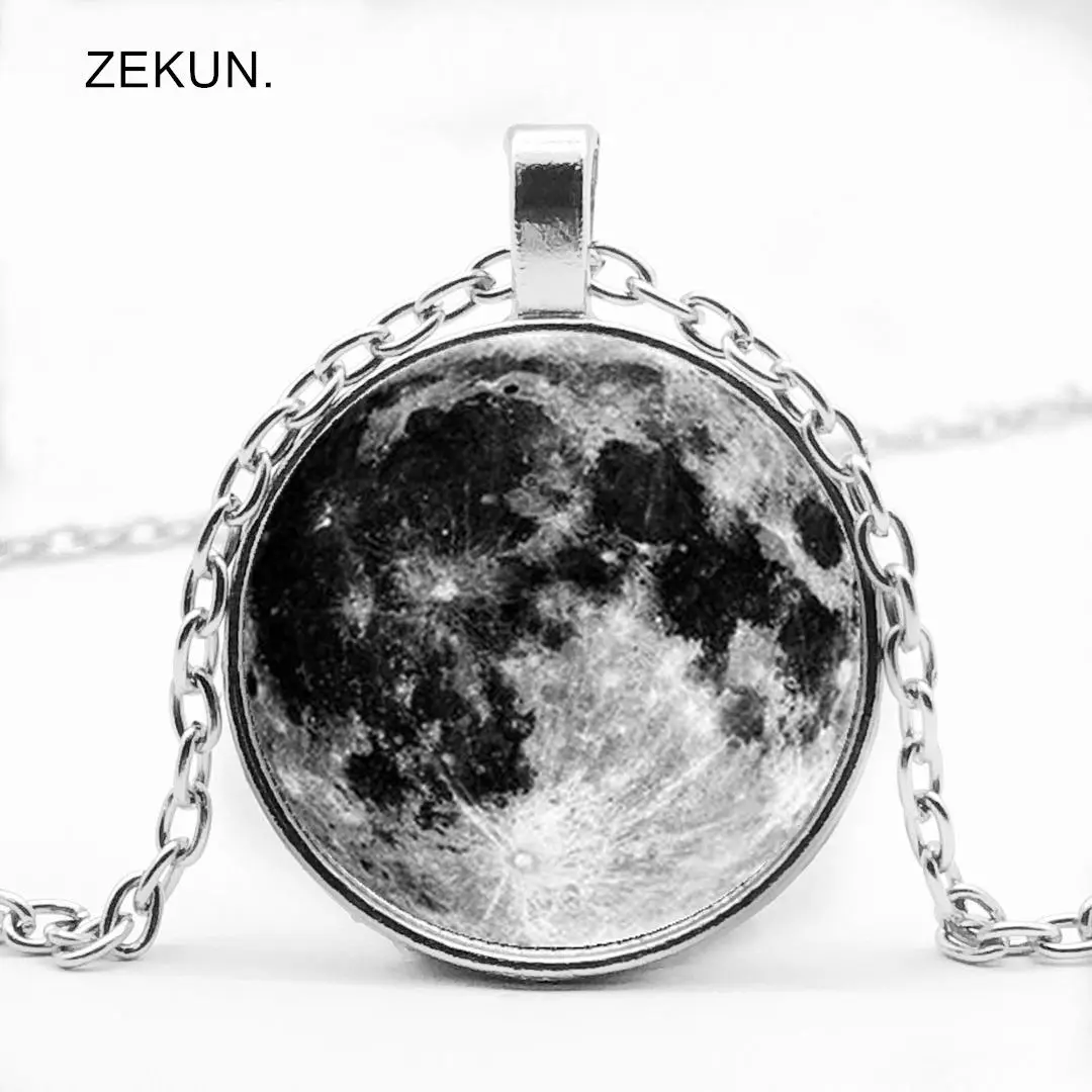 2019/hot Sale Starry Galaxy Moon Pattern Necklace Bump Glass Pendant Fashion Men and Women Jewelry. | Украшения и аксессуары