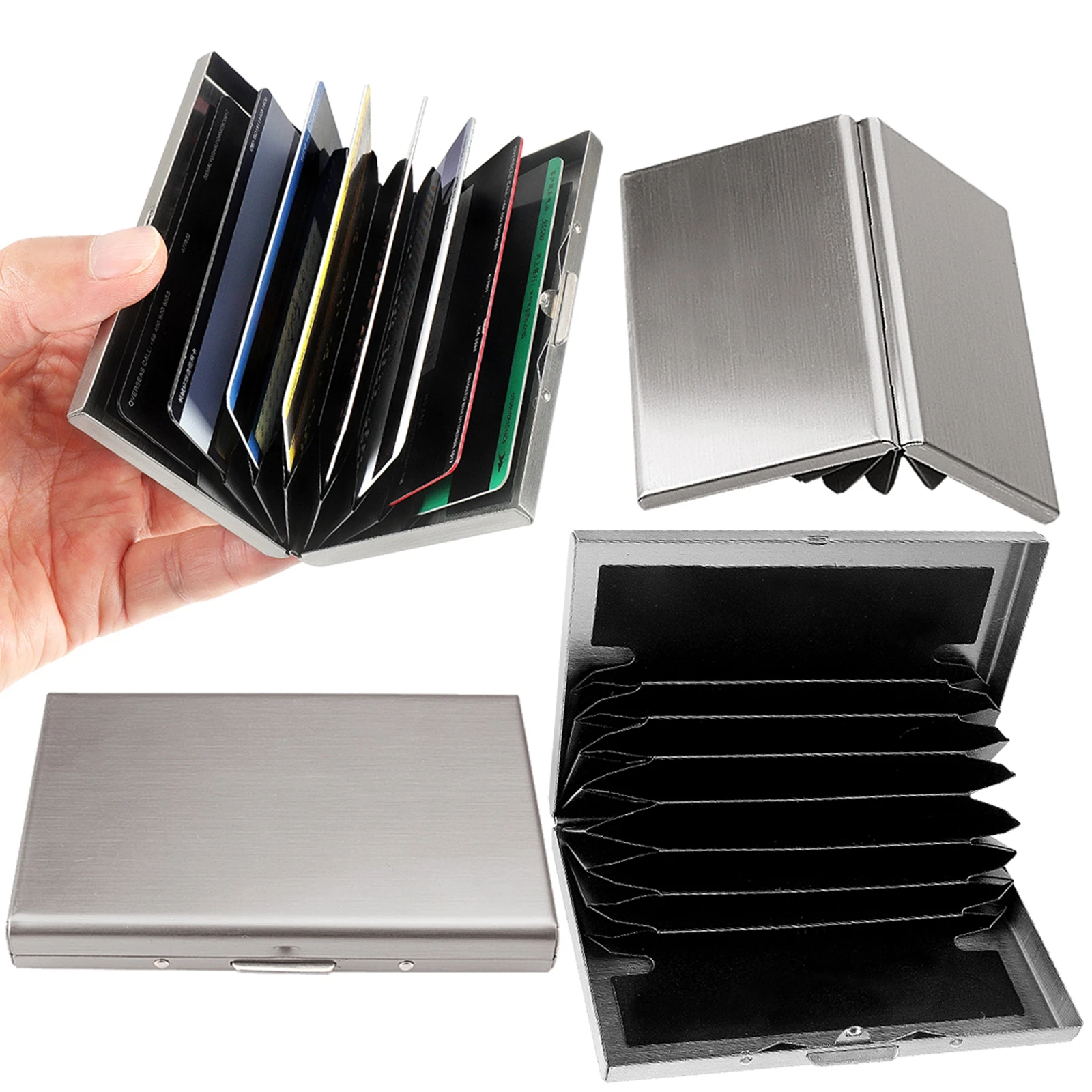

2021 T-team X Stainless Steel Card Box Credit ID Card Holders Business Bag Storage Metal Clip Solid Color Business Gift