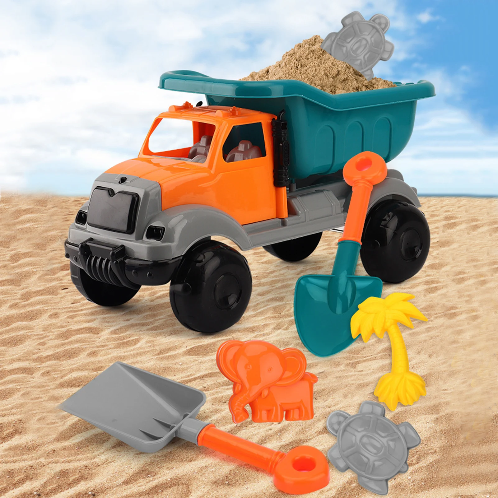 

8PCS Beach Toys Engineering Vehicle Play Water Sand Tool Set Multifunctional Water Sand Toy Parent-child Interactive Toys