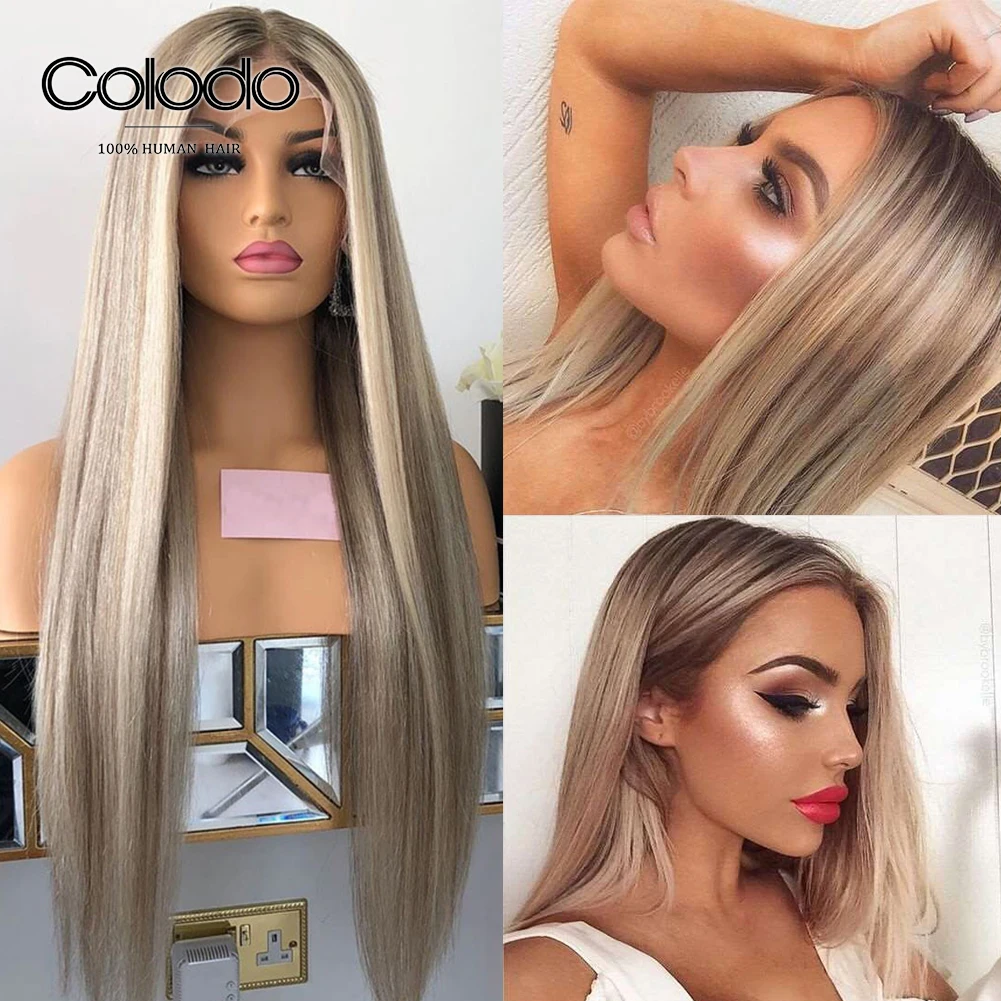 

Зольный светлый парик, предварительно выщипанный парик 13x4, прямой передний парик на сетке, безклеевой передний парик на сетке, человеческие...