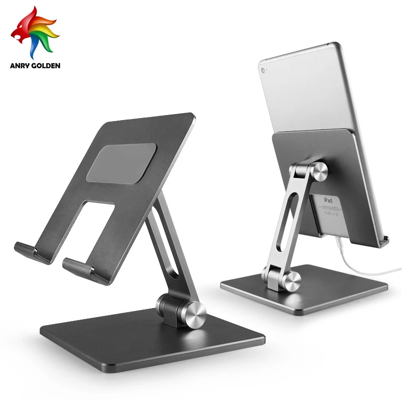

Tablet Stand Adjustable Portable Foldable Aluminum Solid Tablet Holder for Desk Compatible with All Mobile Phones iPad Tablet