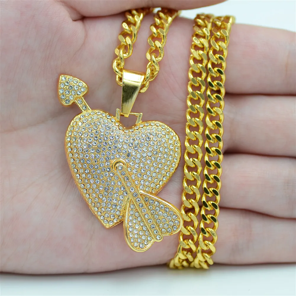 Мужское ожерелье в стиле хип-хоп модная подвеска со стрелкой через сердце
