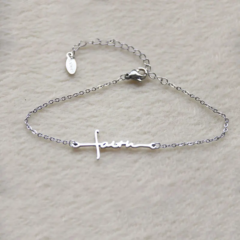 1 шт. новый дизайн браслет крест вера из нержавеющей стали с буквами шармы