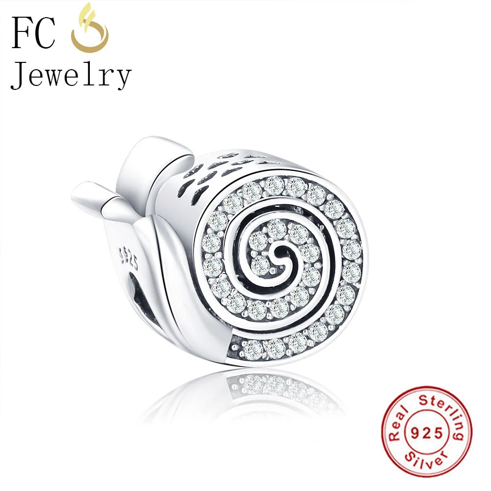 FC ювелирные изделия Серебро 925 милая маленькая улитка животное бусина подходит