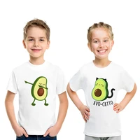 kids t shirt cute avocado cat vegan cartoon print funny t shirts summer toddler baby girls boys clothes children topshkp5352
