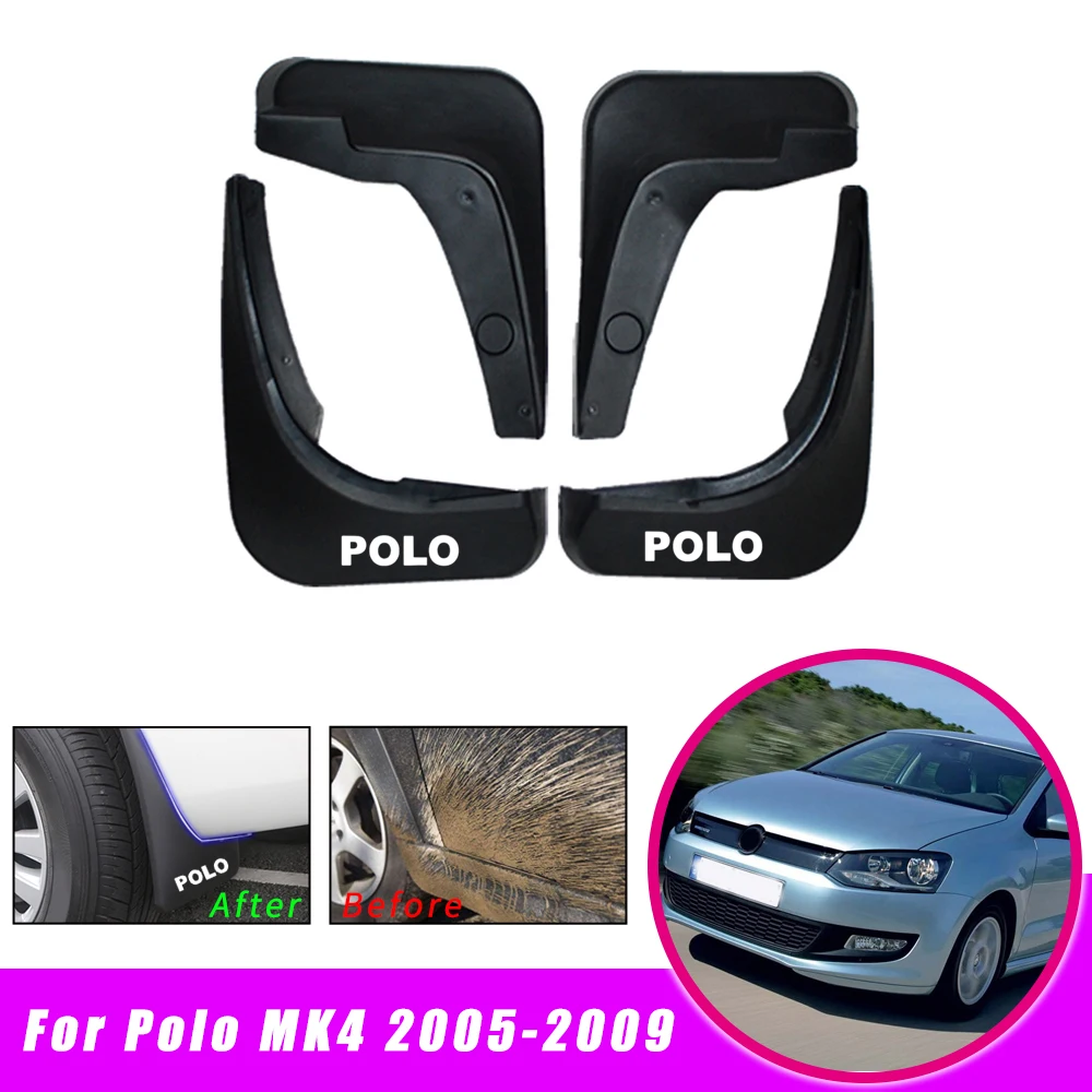 

4PCS Car Fender Splash Mudguard For VOLKSWAGEN Polo Mk4 9N3 2005 2006 2007 2008 2009 Guards Mudflaps Car Styling Accessories