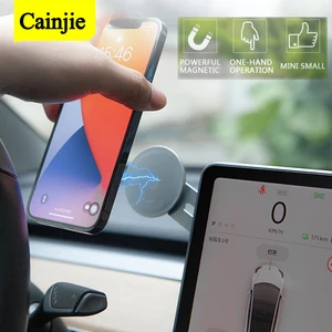 2021 new agnetic car phone holder navigation stand for iphone 12 13 accessoires for tesla model 3 model y cell phone holder free global shipping
