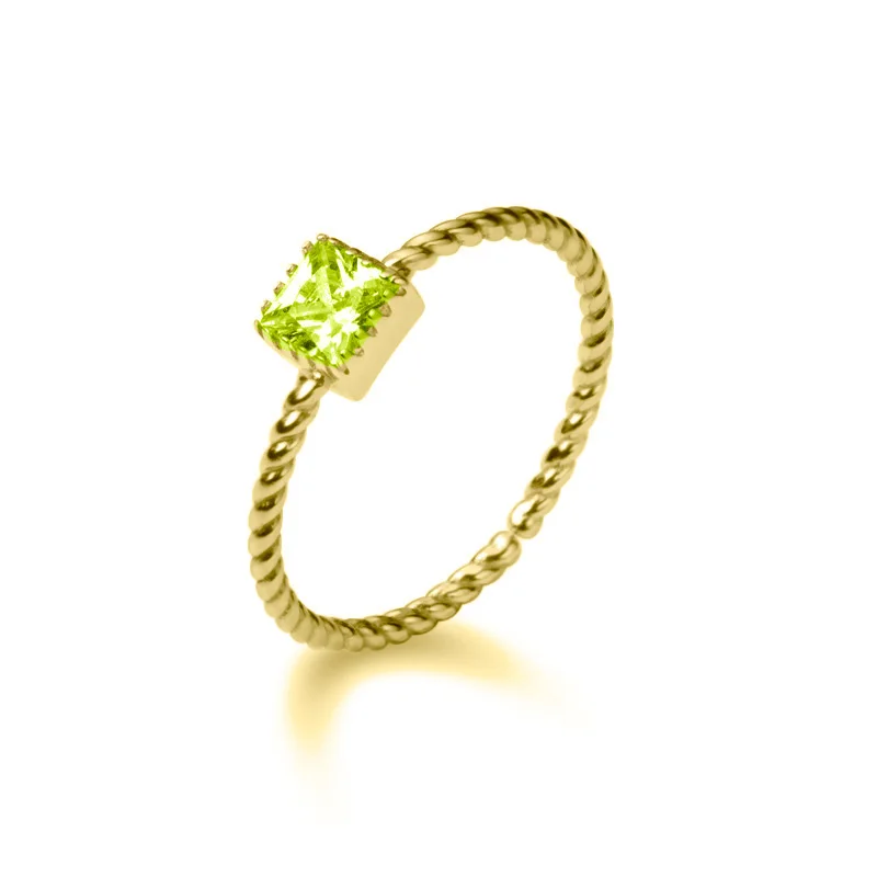 Gold(Green) Trustdavis Настоящее 925 пробы Серебряное ослепительное квадратное CZ Кольцо с открытым пальцем для женщин Свадебное серебряное 925 ювелирное изделие DS1862 - Цвет основного камня: Gold(Green)