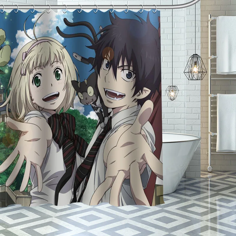 Синяя негорючая занавеска для душа водонепроницаемая ткань украшение ванной