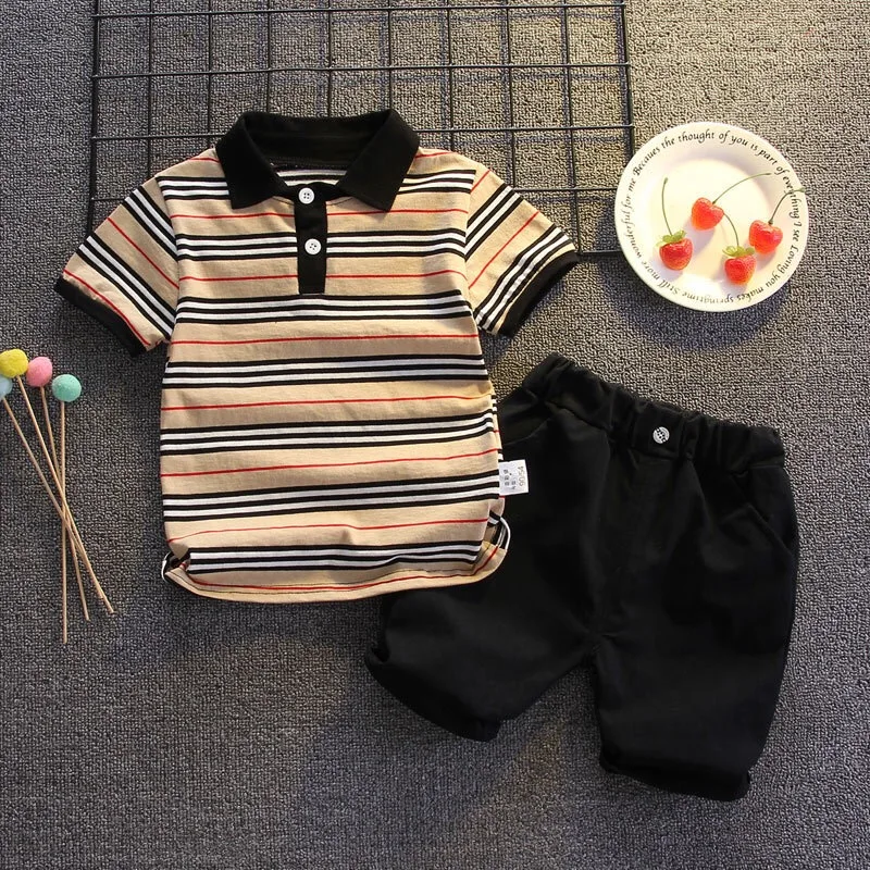 

2021 summer new fashion boy baby short sleeve striped suit, 2 piece summer suit for boys 2 to 5 years old, fashion clothes