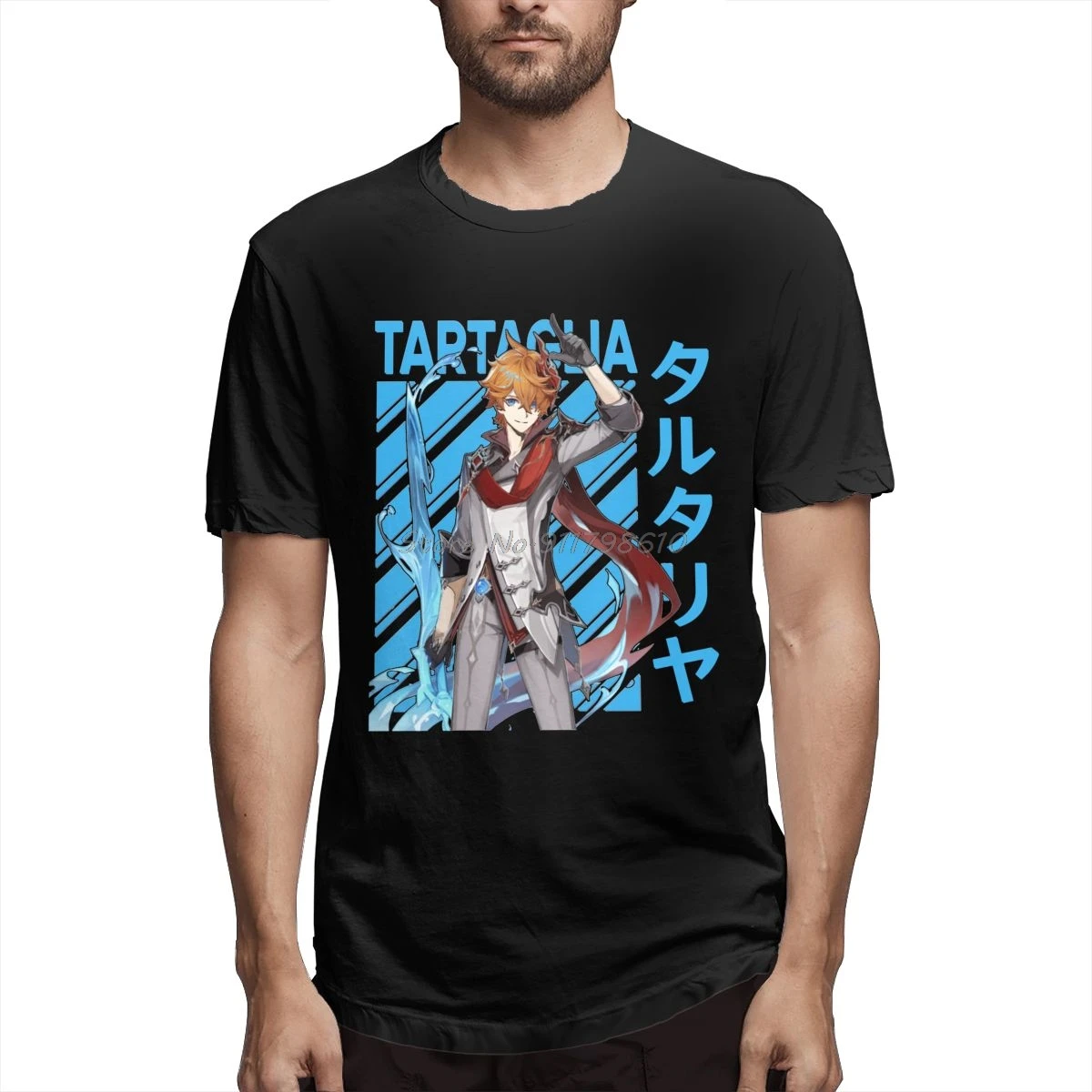 

Genshin Impact Tartaglia T Shirt Plus Size Cotton Custom Short Sleeve Shirt Men Cotton Tees Streetwear Harajuku