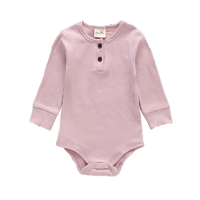 Однотонные детские комбинезоны с круглым вырезом хлопковая одежда для маленьких