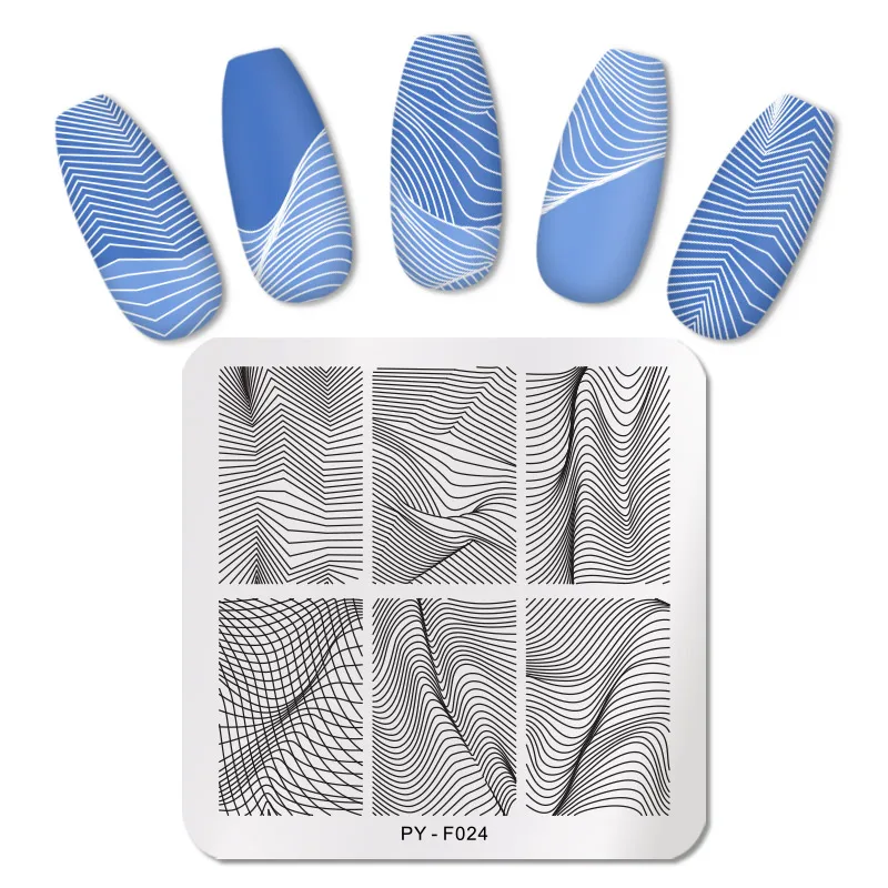 

PICT YOU Nail Stamping Plates Geometry Line Stamping Template Stainless Steel Stencil Tools Nail Art Image Plate PY-F024