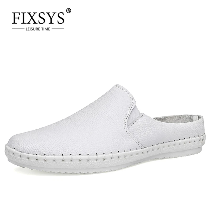 

FIXSYS High Quality Men Half Loafers Lightweight Mules Slip-on Half Slippers Breathable Casual Shoes Male Anti-skiding Half Shoe