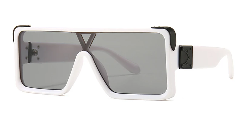 white with black Peekaboo, черные негабаритные солнцезащитные очки для мужчин, цельное серебряное зеркало,, большие квадратные солнцезащитные очки для женщин, uv400, Летний стиль - Цвет линз: white with black