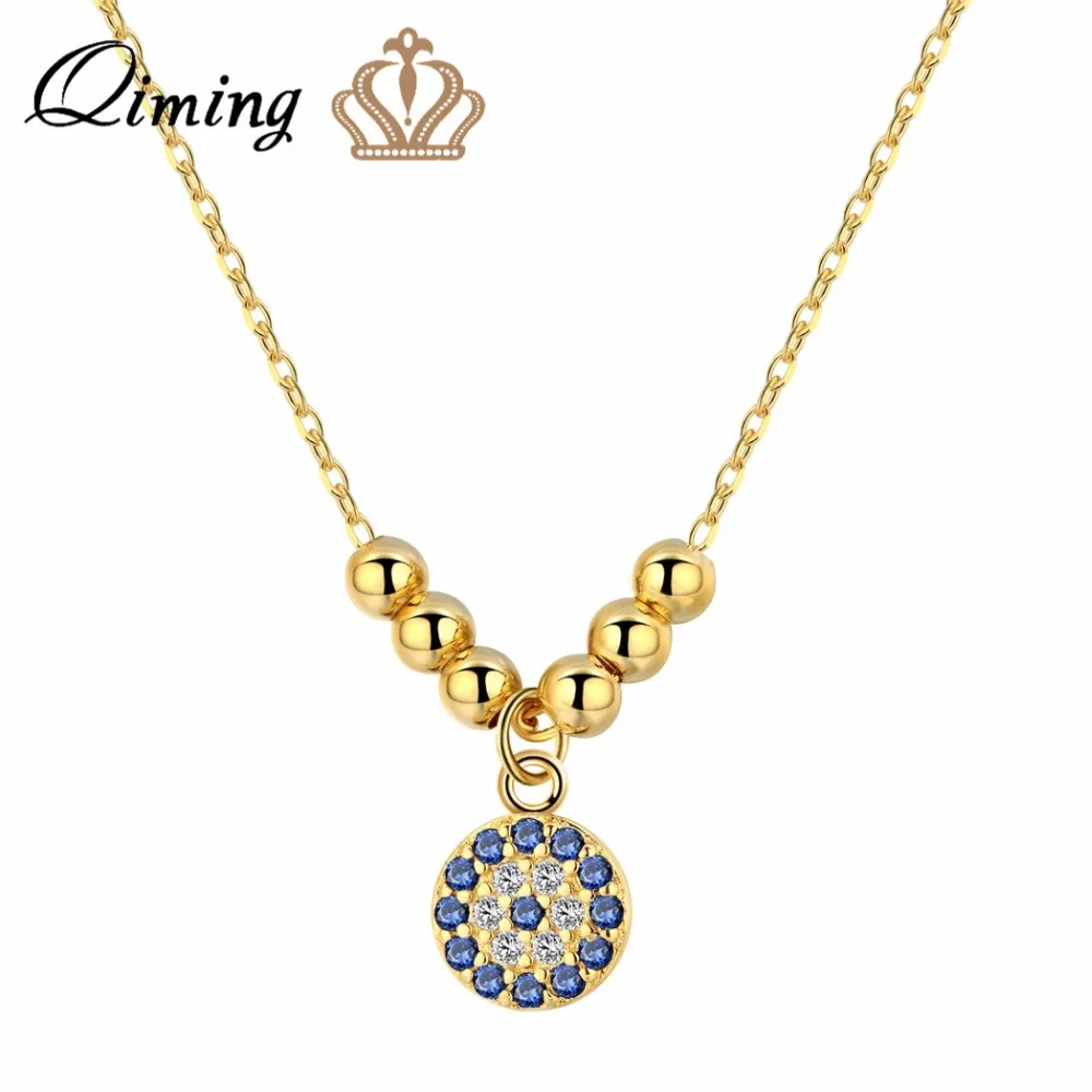 Ожерелье QIMING с кулоном в виде сглаза синим кристаллом женские богемные индийские