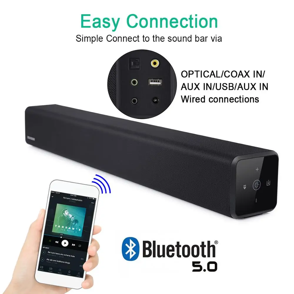 100w touch screenremote control soundbar home theater sound system tv bluetooth speaker support optical aux sound bar for tv free global shipping