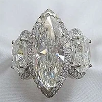 elegant white shiny full geometric horse eye shaped crystal ring with rhinestone zircon for women party wedding jewelry