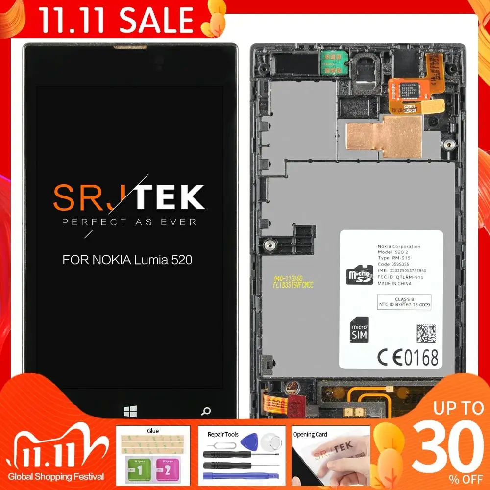 

ORIGINAL 4 '' For NOKIA lumia 520 LCD Touch Screen For NOKIA lumia 520 Display Digitizer Assembly Replacement N520