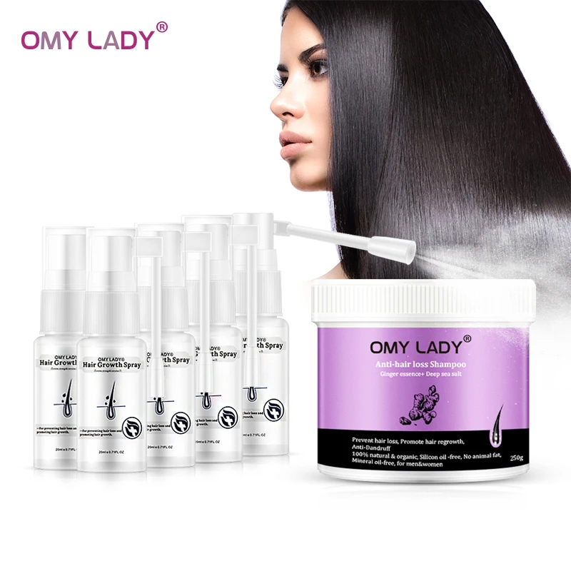 

OMYLADY 5PCS Anti Hair Loss Hair Growth Spray Essential Liquid+Natural Hair Essential Oil Deep Nourish Hairlines Repair Damaged