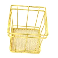 golden wrought iron art stationery organizing basket jewellery daily necessities sorting basket bedroom storage basket