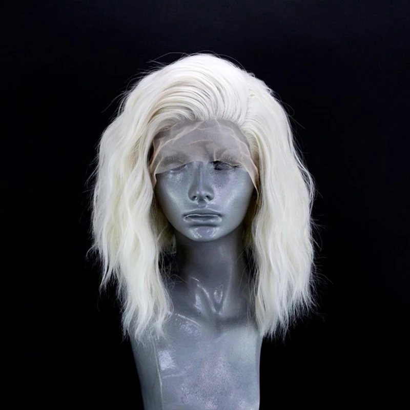 Парики QUINLUX из платиновых светлых волос короткие волосы с волнистыми