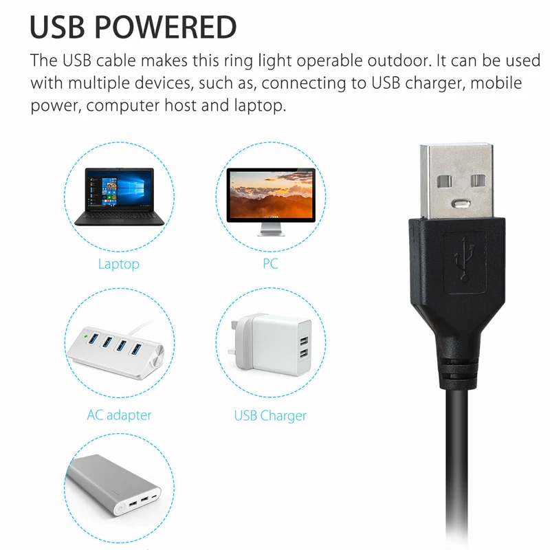 Диммируемый светодиодный кольцевой светильник для селфи со штативом и