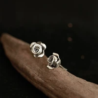fyla mode new elegant new sterling silver s925 earrings women pretty rose flower stud earrings 119 4mm 1 70g 1pair wts001