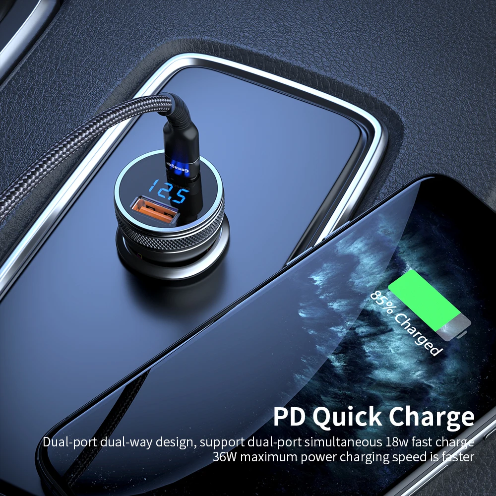 essager usb car phone charger ​quick charge3 0 pd 36w type c fast charging for iphone xiaomi samsung mobile phone adapter in car free global s