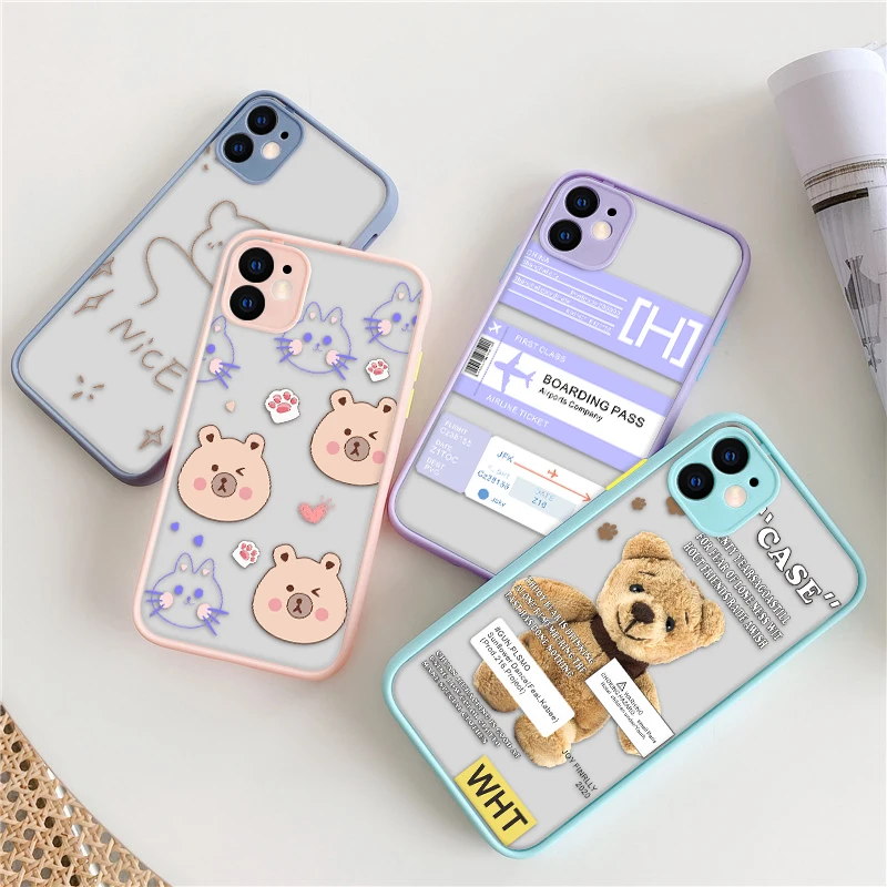 

For iPhone11 Case 11 Pro Max 12 Mini Cover Transparent PC Painted Fundas iPhone SE2 SE 2 Xr Xs X 6 6s 7 8 Plus Phone Cases 12Pro