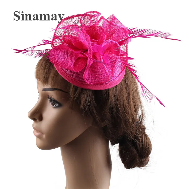 Новый Модный свадебный головной убор для невесты Sinamay женские вуалетки с перьями