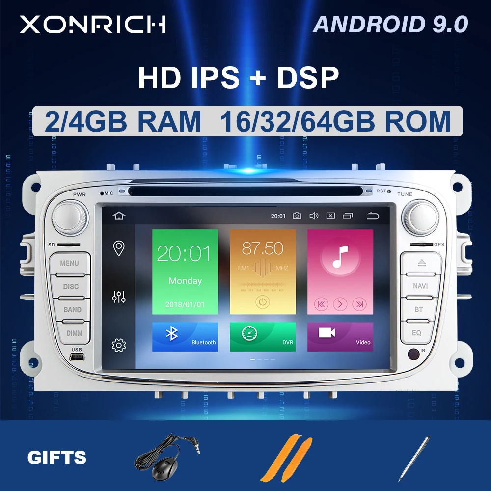 Автомагнитола DSP 2 din Android 9 мультимедийная магнитола для Ford Focus 3 mk2 Mondeo 4 Kuga Fiesta Transit