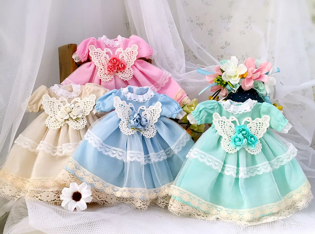 

Blythe dress 1/6 30cm bjd Doll DIY Dress-up Flower fairy +Flower hair hoops (Fit for Pullip,Ob24, Licca)