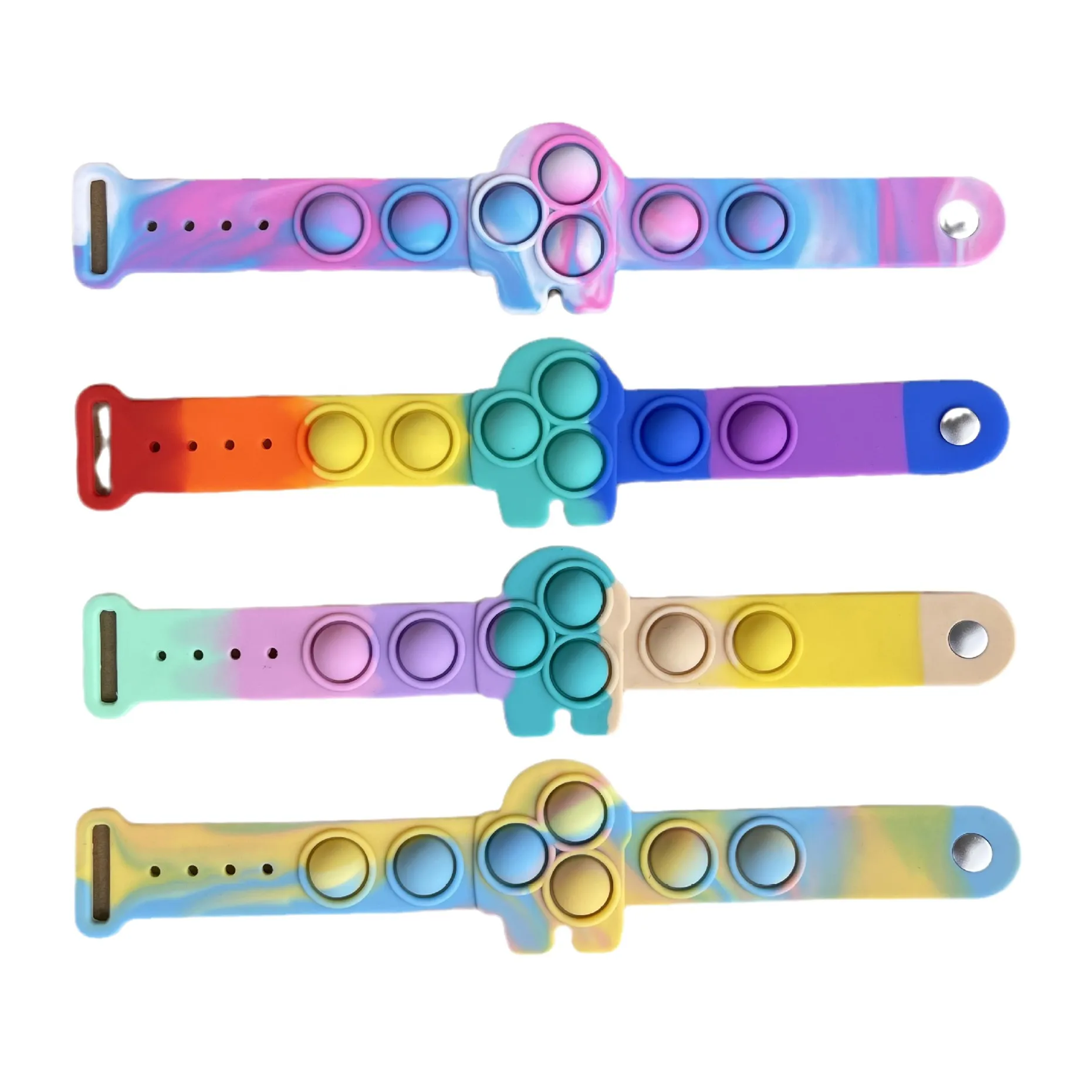 

New Upgraded Wearable Push Pop Bubbles Sensory Bracelet Fidget Hand Finger Press Silicon Bracelet Toys Anti Anxiety Tools