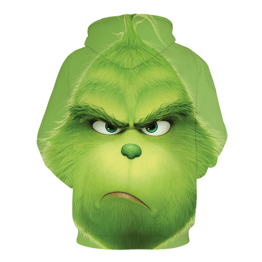 Лидер продаж, пуловер Grinch с полным лицом, мужские толстовки, 3D худи, мужская толстовка с принтом, толстовка в стиле хип-хоп с капюшоном, уличная одежда, забавная спортивная одежда