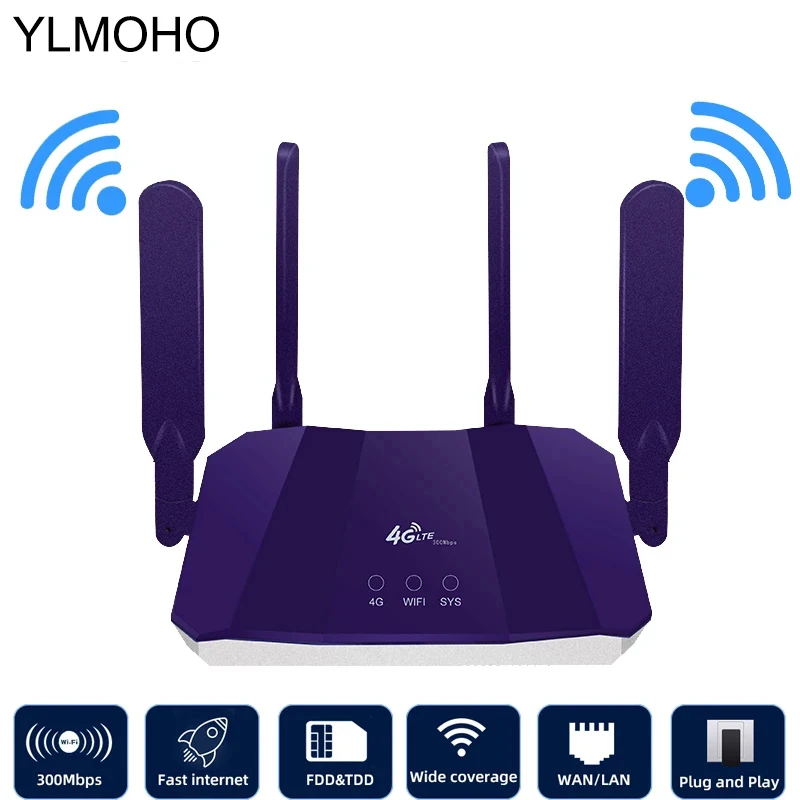 YLMOHO 3g 4g Wifi Router Wireless Modem Wi-fi 300Mbps Lte WiFi Access Point Cpe Hotspot Outdoor With A Sim Card Slot | Компьютеры и