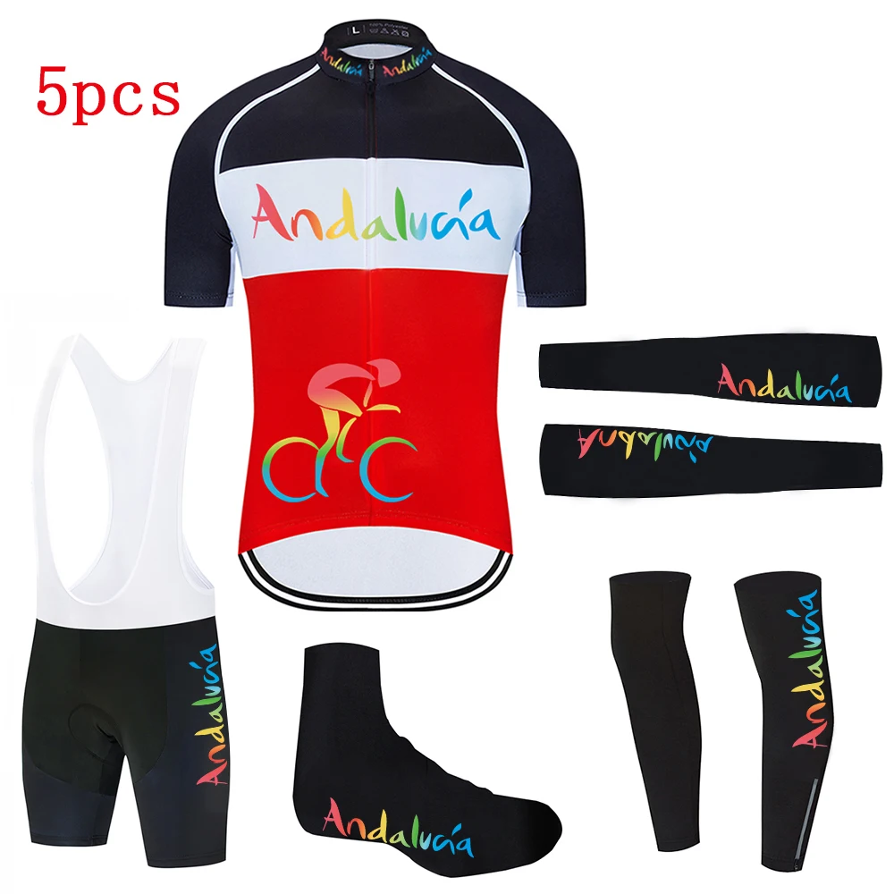 

5 шт. полная команда 2020 Андалусия Велоспорт Джерси комплект велосипедный короткий костюм Ropa Ciclismo летняя быстросохнущая езда на велосипеде М...
