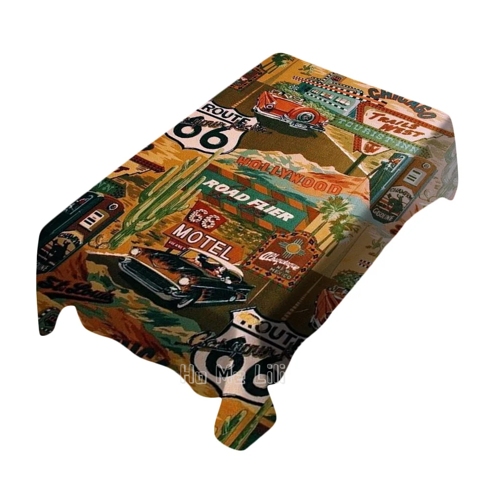 Прямоугольная скатерть для стола в стиле ретро с изображением американского