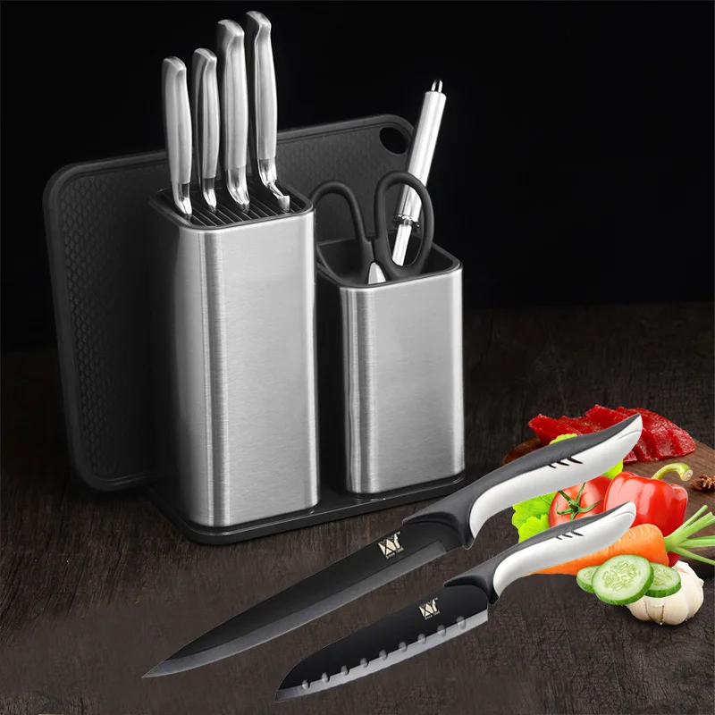 Набор кухонных ножей с подставкой для шеф повара универсальная точилка сантоку