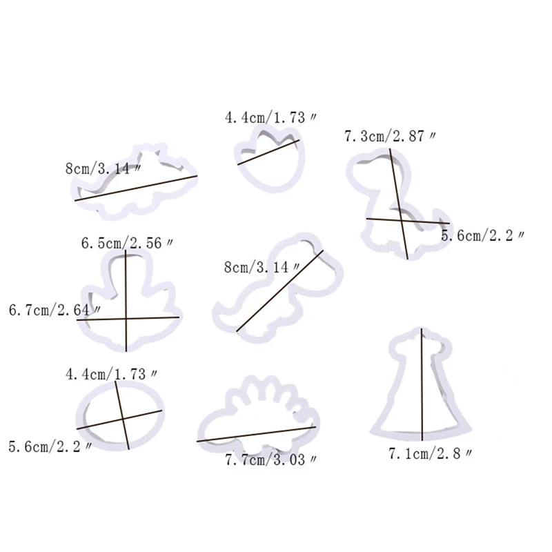 8pcs/set 3D Dinosaur Cookie Stamps Plastic Biscuit Decoration Mold Animal Shape Cutters Cake Decorating Tools | Дом и сад