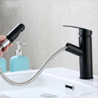 hot and cold blackchrome brass single hole basin faucet pull out faucet hotel engineering shampoo basin faucet