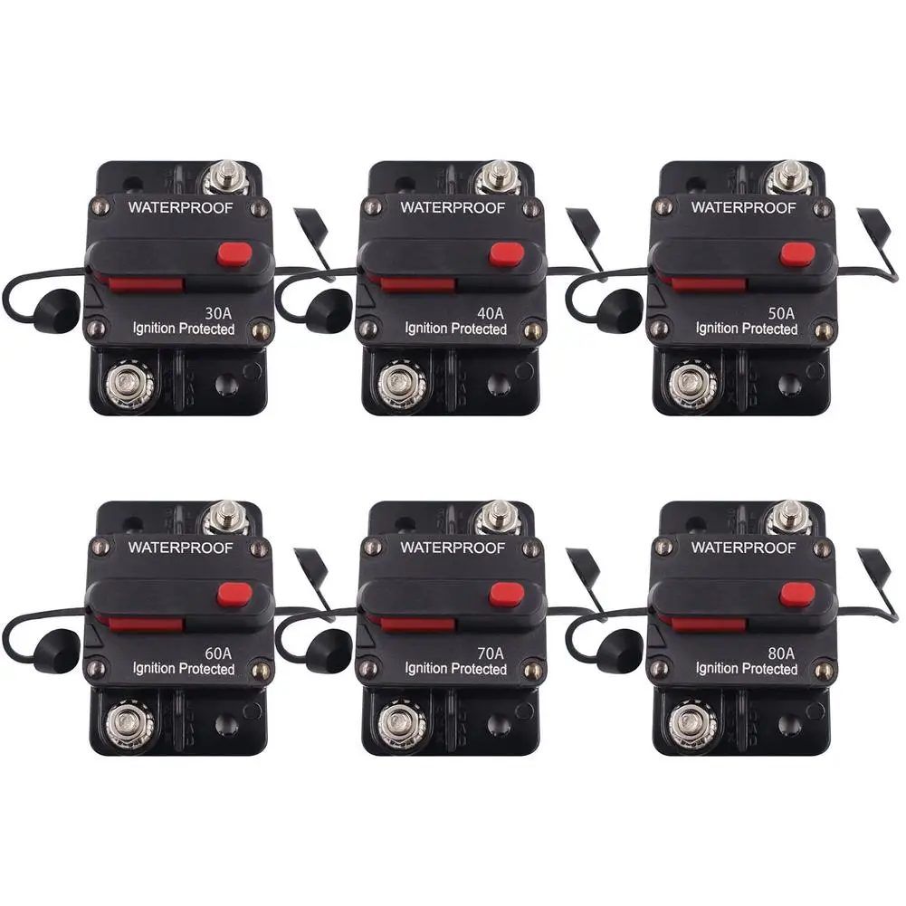 

Автоматический выключатель 30 А, 40 А, 50 А, 60 А, 70 А, 80 А, предохранитель, сброс 12-48 В постоянного тока, автомобильные водонепроницаемые аксессуар...