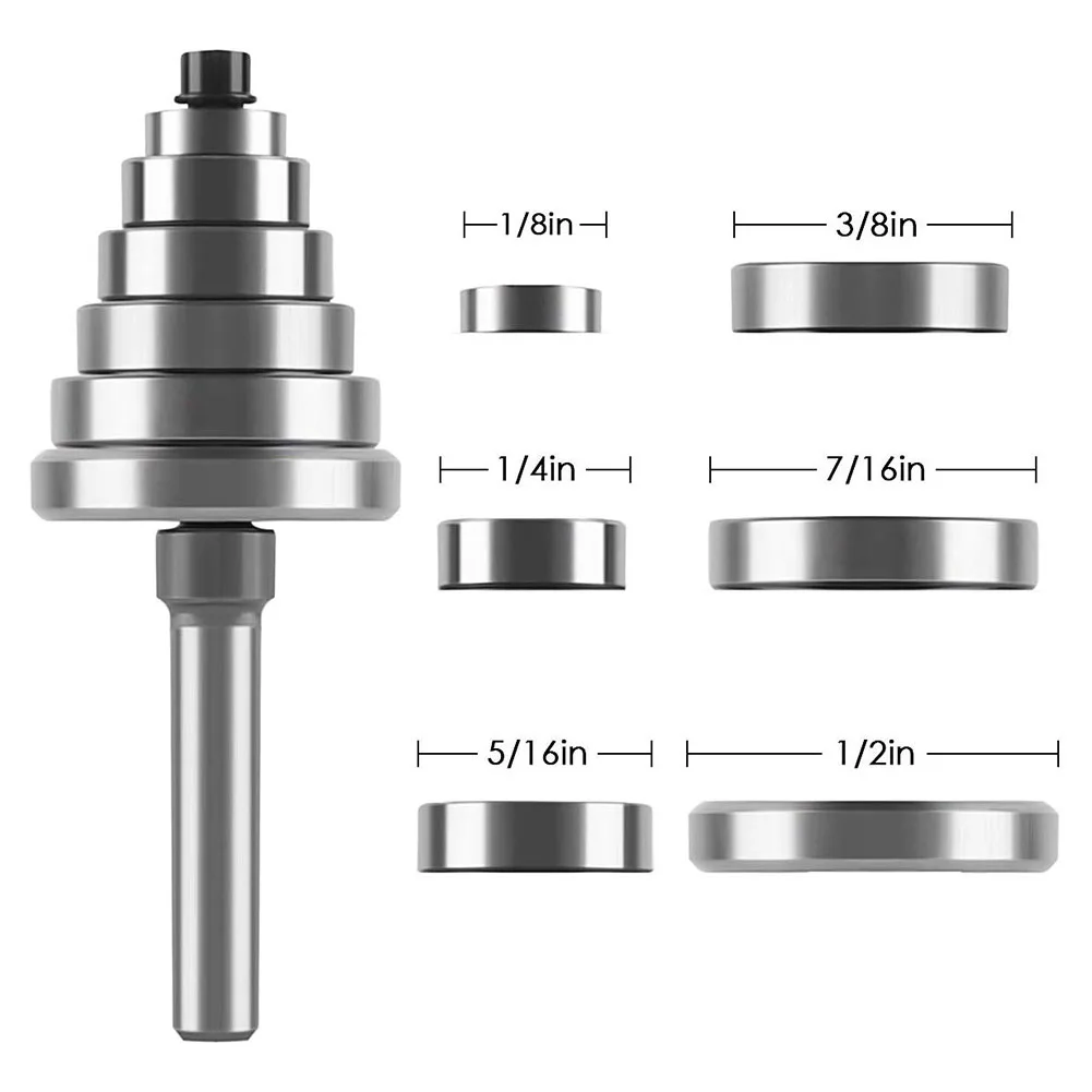 

Rabbet Router Drill Bit with 6 Bearings Set 1/4 Inch Shank Woodworking cutter Tenon Cutter for Woodworking Tools