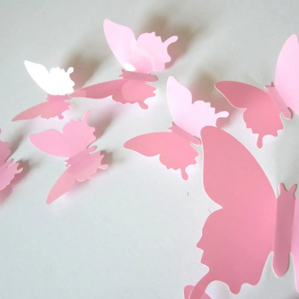 3D бабочка наклейки на стену для дизайна ногтей Наклейка номер Декор Розовый ПВХ